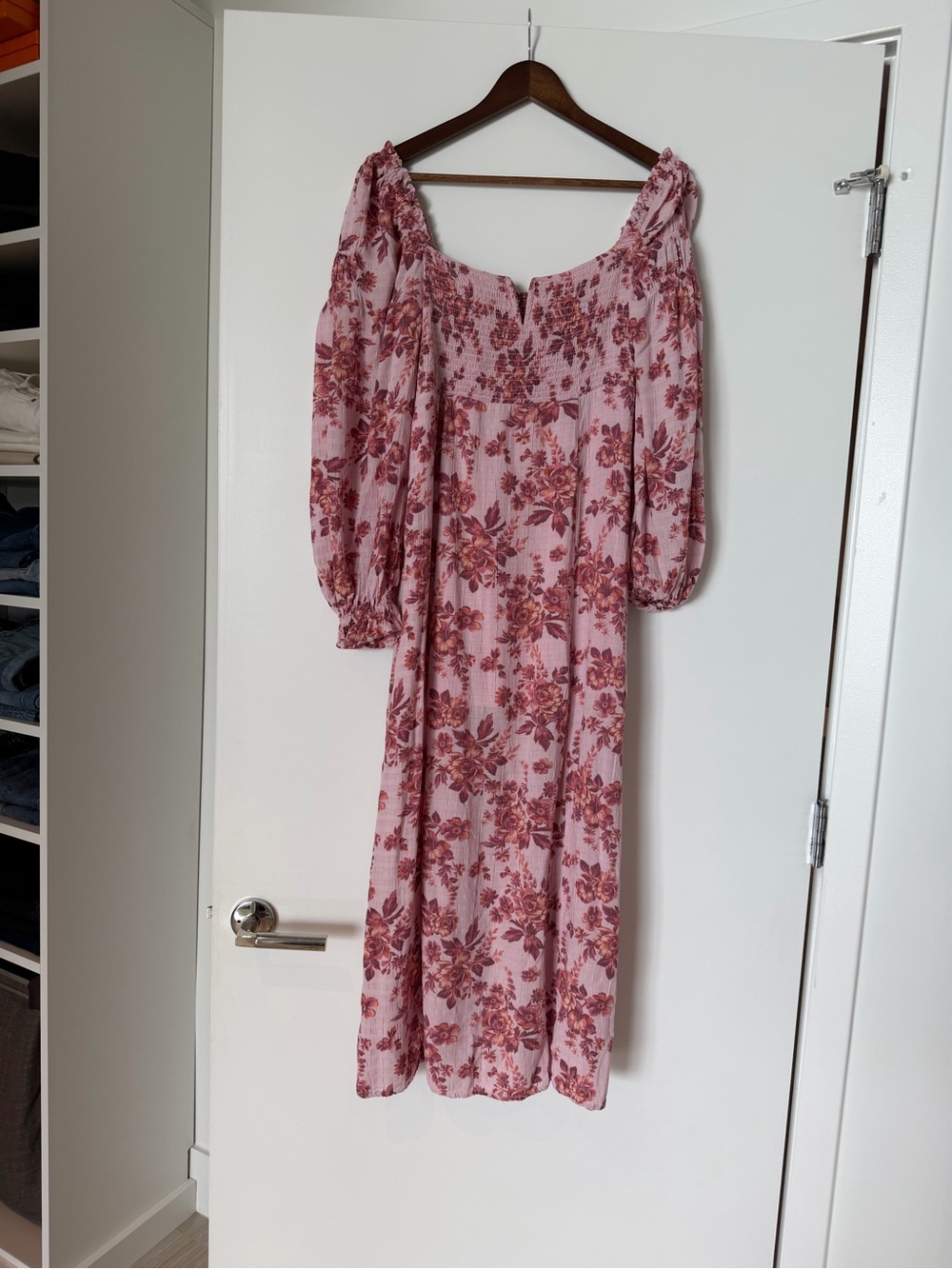 Free People Smocked Floral Maxi Dress in Dusty Rose - Picture 3 of 7